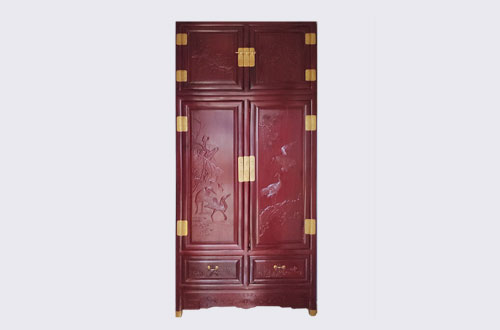 贾汪高端中式家居装修深红色纯实木衣柜